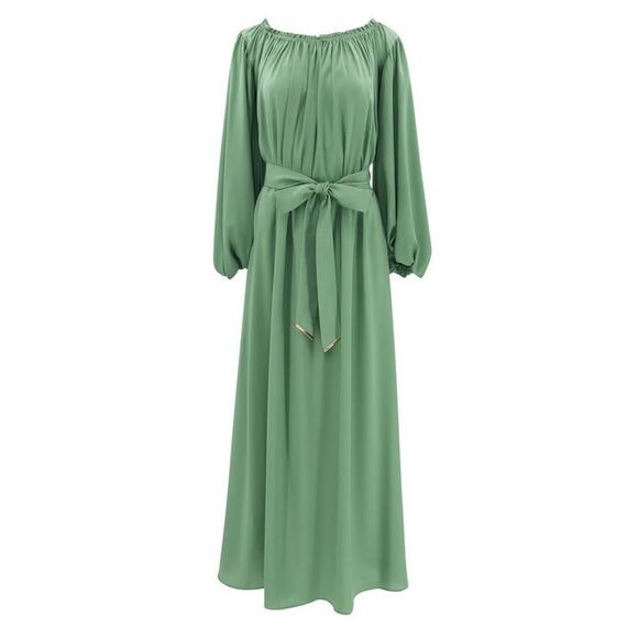 NWT Caroline Constas Green Flowy Sleeves Tie-Waist Odessa Maxi Dress Size XS - Picture 1 of 15
